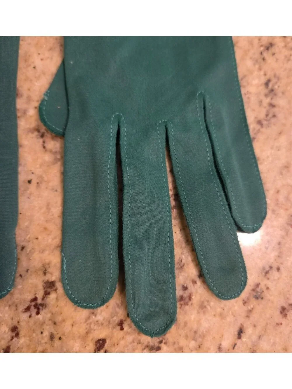New! Vintage Women's Size M Green Nylon Stretch Formal Gloves Bow Wrist...